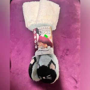Cat Sherpa warm puffy cozy socks